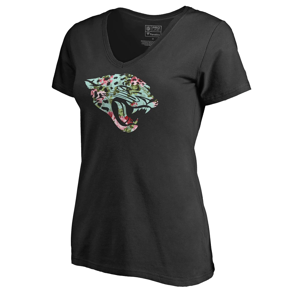 Women's Black Jacksonville Jaguars Lovely V-Neck T-Shirt