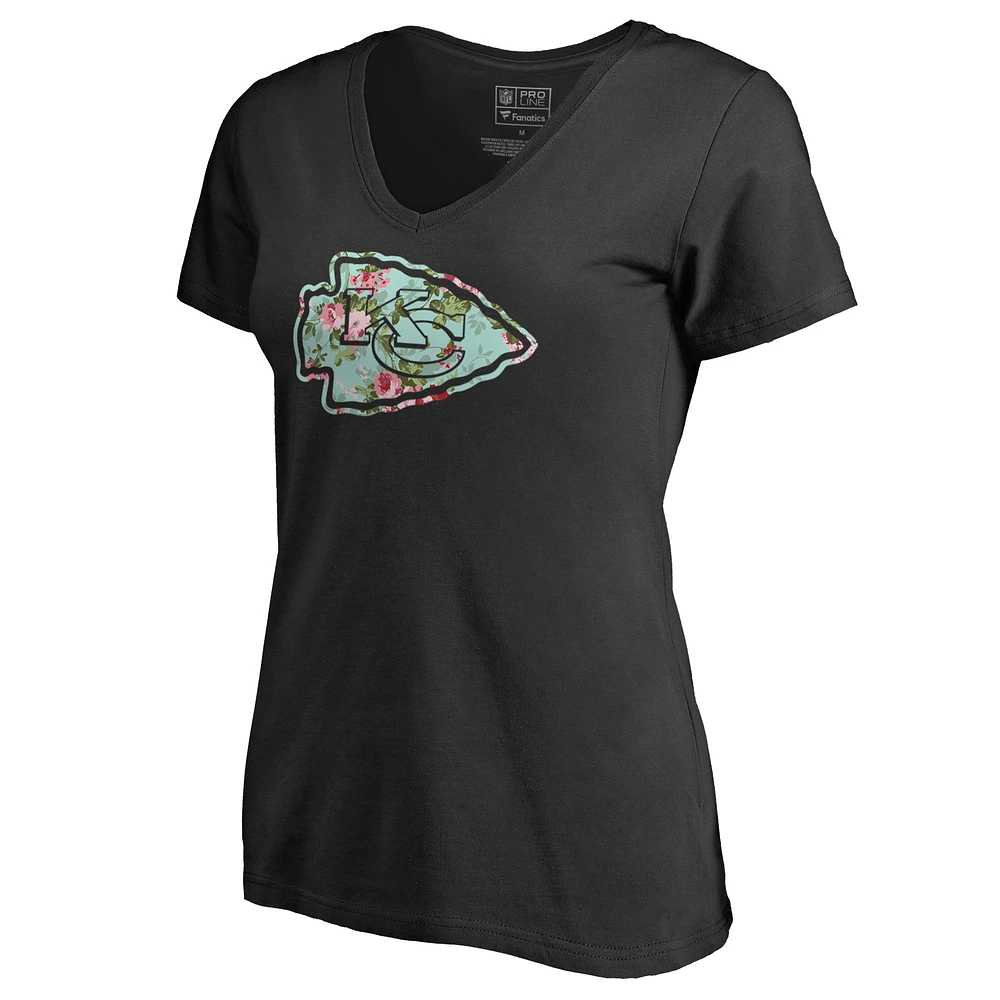 Women's Black Kansas City Chiefs Lovely V-Neck T-Shirt