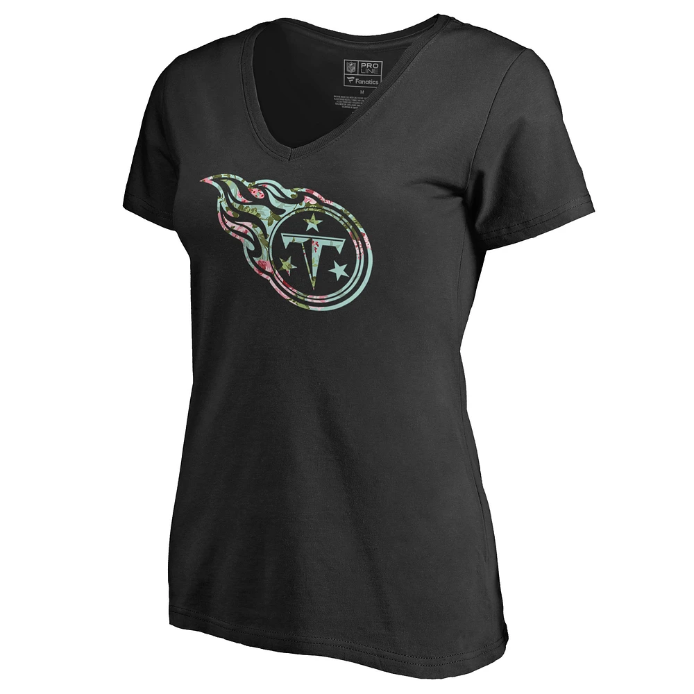 Women's Black Tennessee Titans Lovely V-Neck T-Shirt
