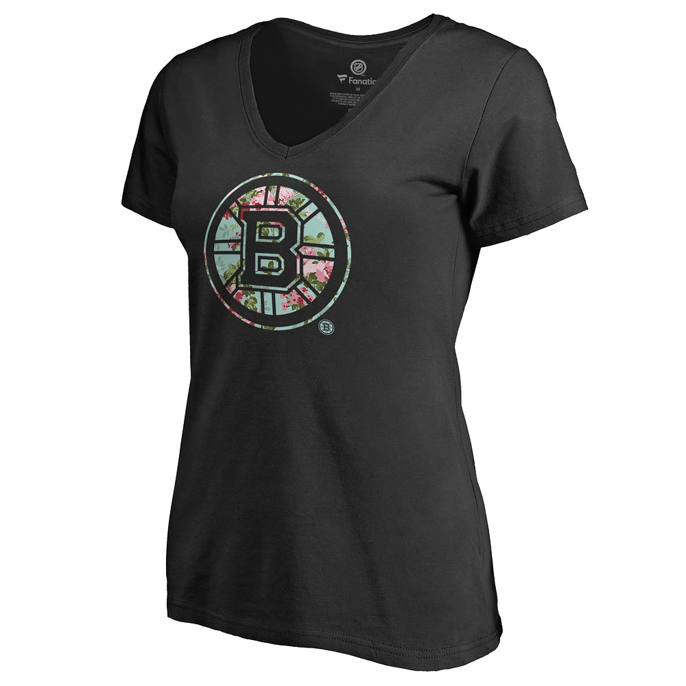 Women's Black Boston Bruins Lovely V-Neck T-Shirt