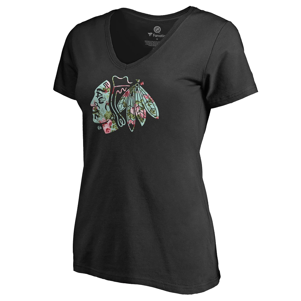 Women's Black Chicago Blackhawks Lovely V-Neck T-Shirt