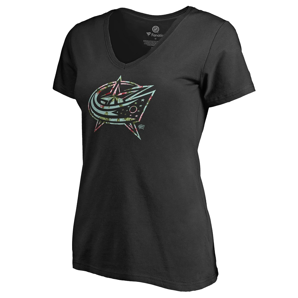 Women's Black Columbus Blue Jackets Lovely V-Neck T-Shirt