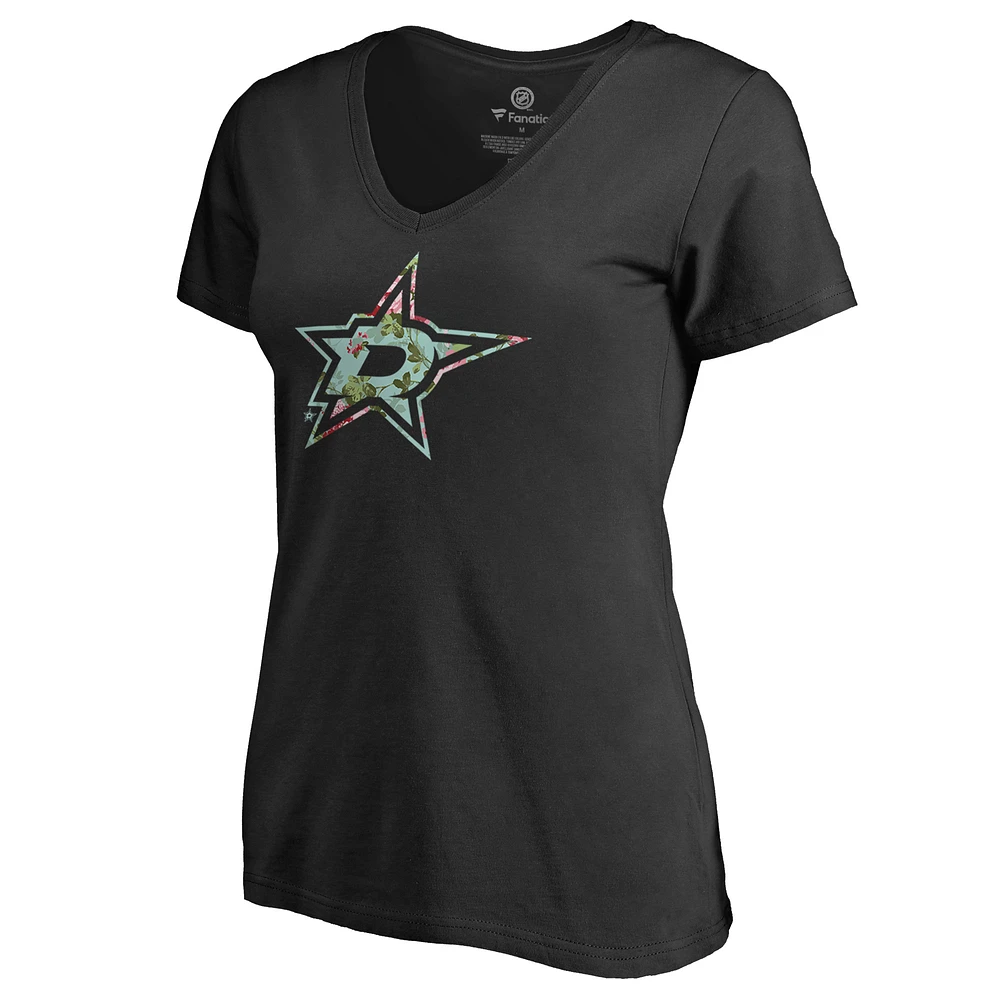 Women's Black Dallas Stars Lovely V-Neck T-Shirt