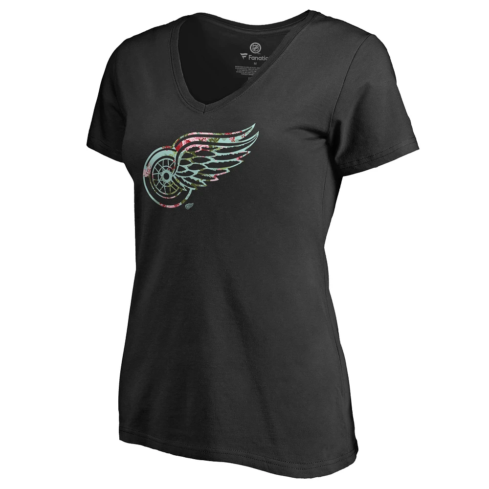 Women's Black Detroit Red Wings Lovely V-Neck T-Shirt