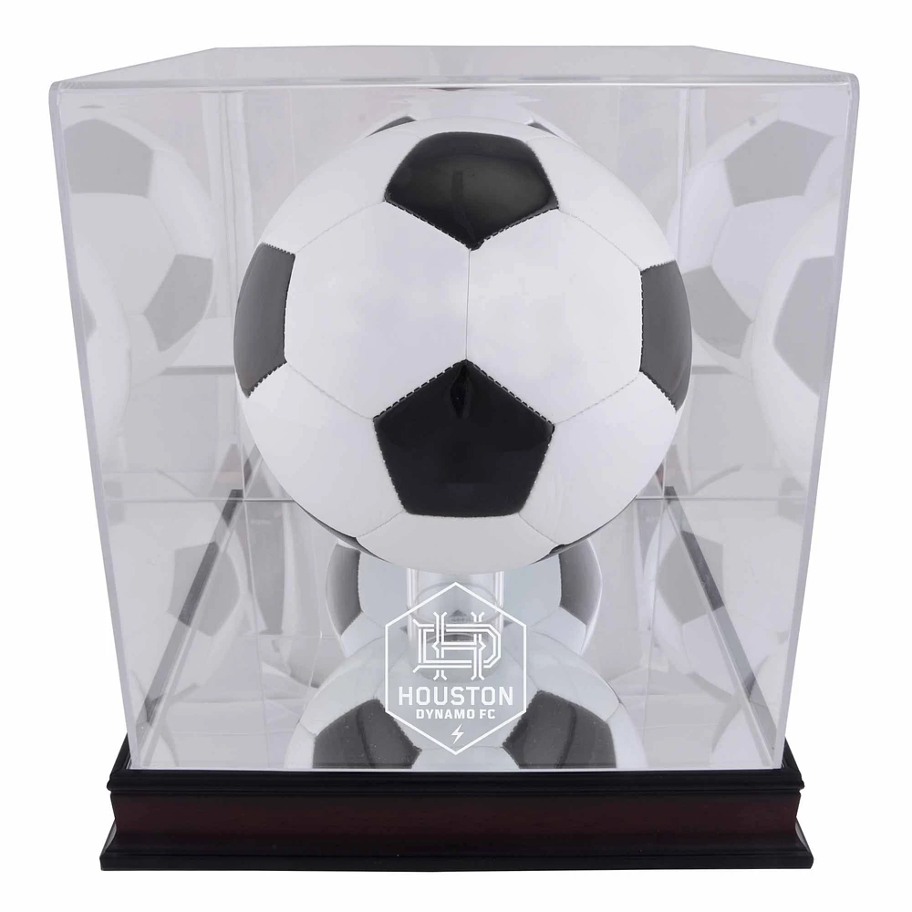 Houston Dynamo Mahogany Team Logo Soccer Ball Display Case