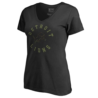 Women's Black Detroit Lions Camo Collection Liberty V-Neck T-Shirt