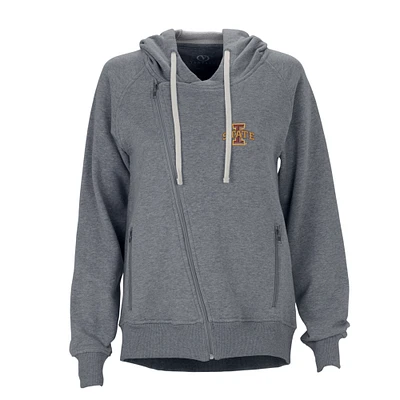 Women's Charcoal Iowa State Cyclones Fleece Moto Jacket