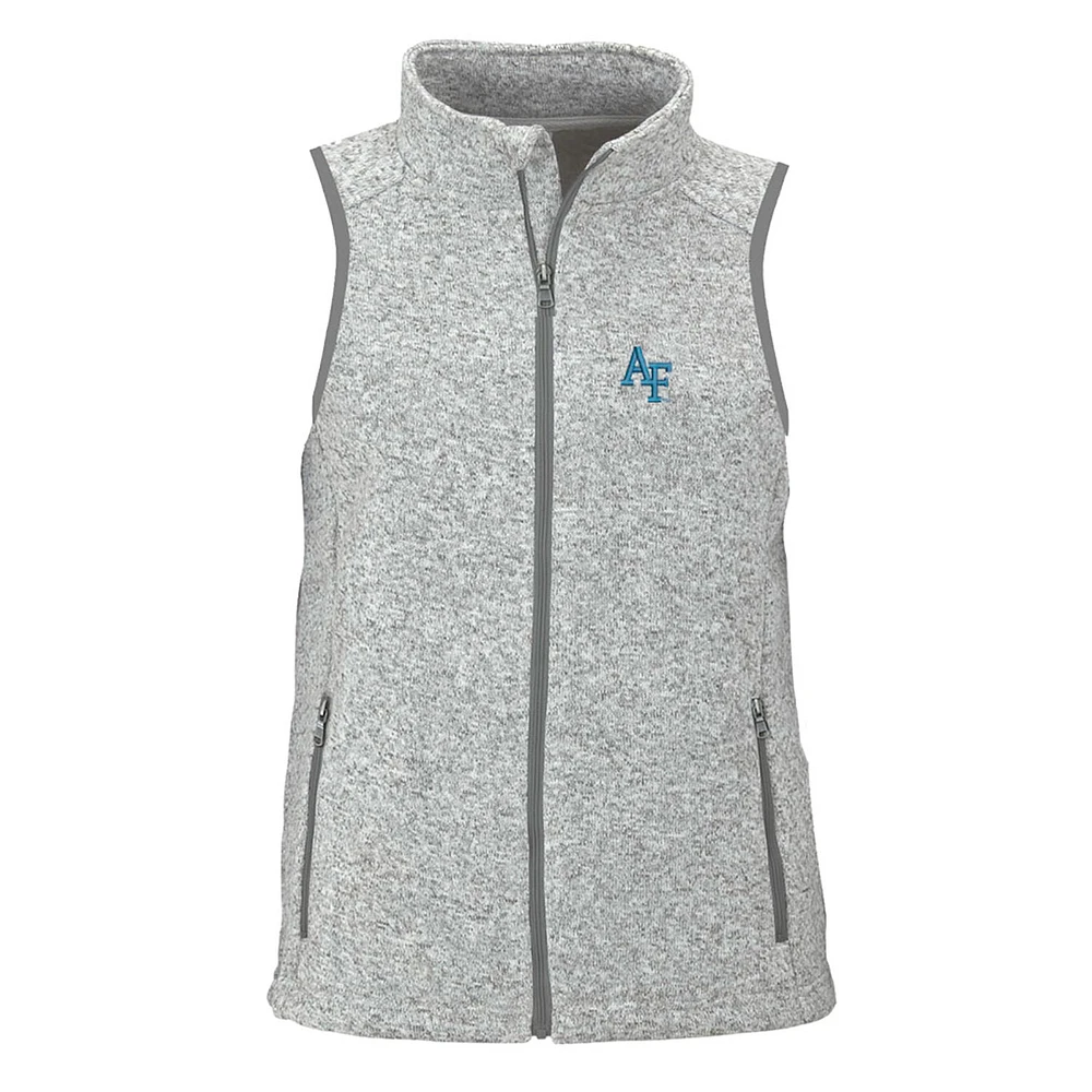 Women's Heather Gray Air Force Falcons Summit Fleece Full Zip Sweater Vest