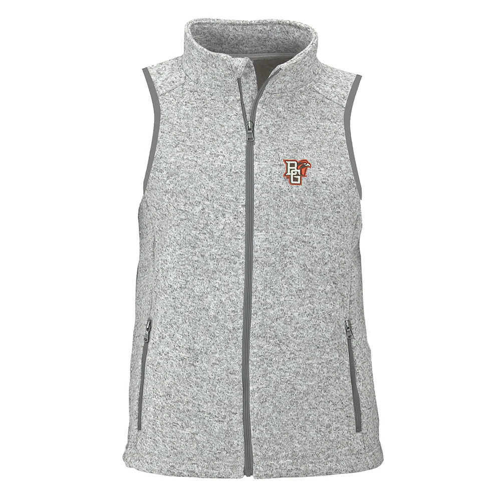 Women's Heather Gray Bowling Green St. Falcons Summit Fleece Full Zip Sweater Vest