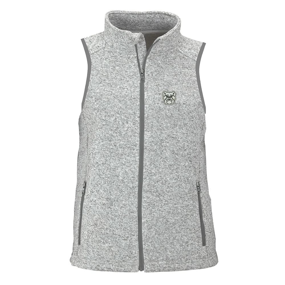 Women's Heather Gray Butler Bulldogs Summit Fleece Full Zip Sweater Vest