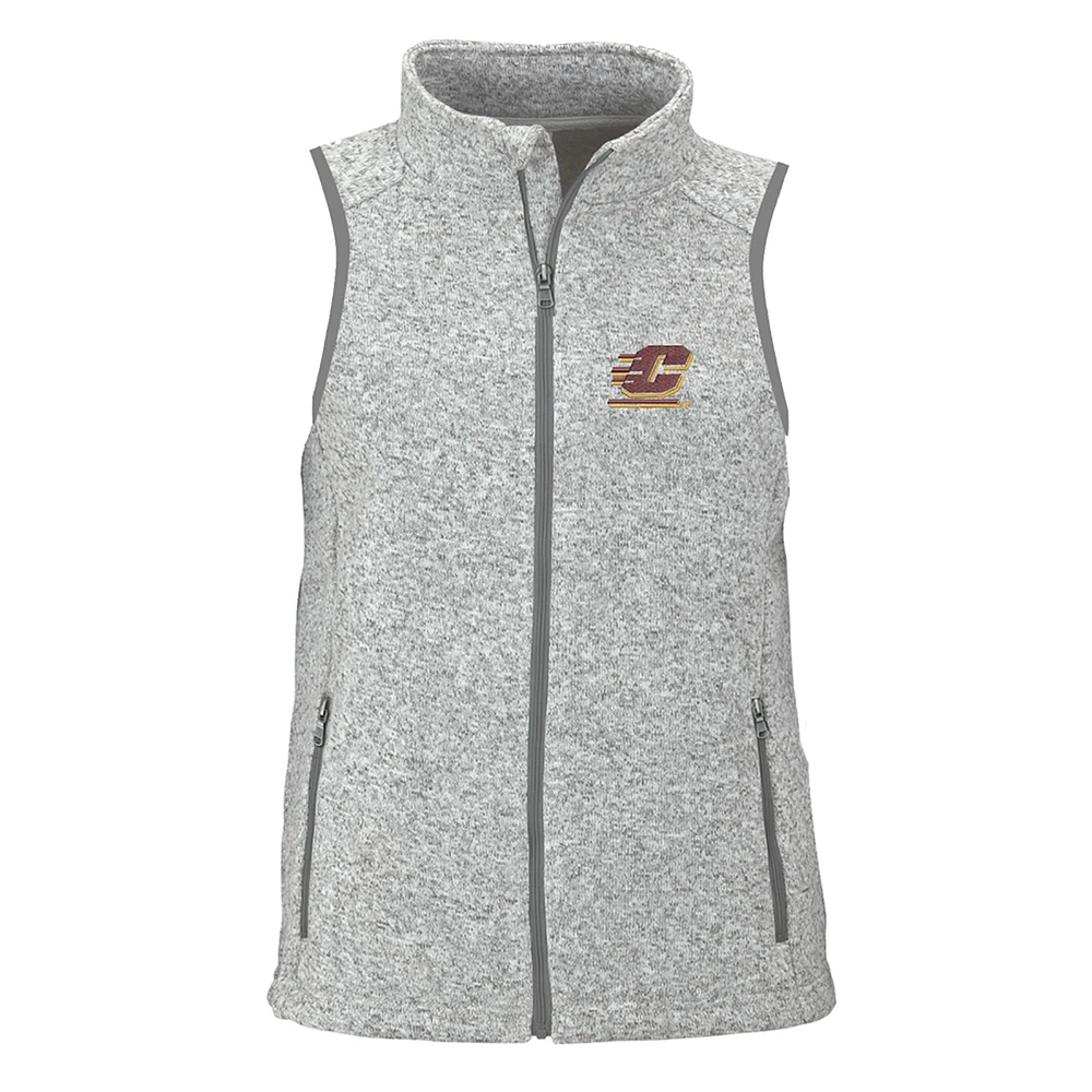 Women's Heather Gray Cent. Michigan Chippewas Summit Fleece Full Zip Sweater Vest