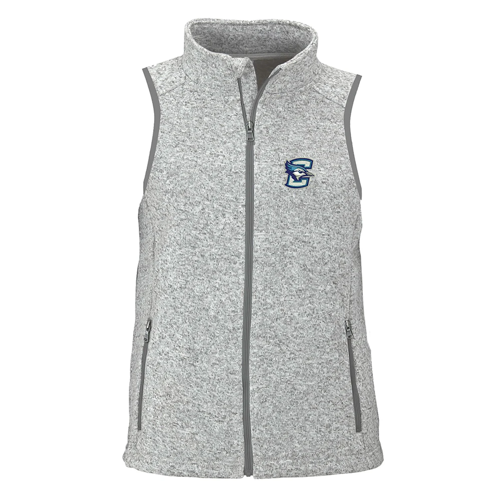 Women's Heather Gray Creighton Bluejays Summit Fleece Full Zip Sweater Vest