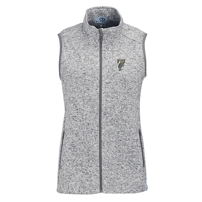 Women's Heather Gray FIU Panthers Summit Fleece Full Zip Sweater Vest