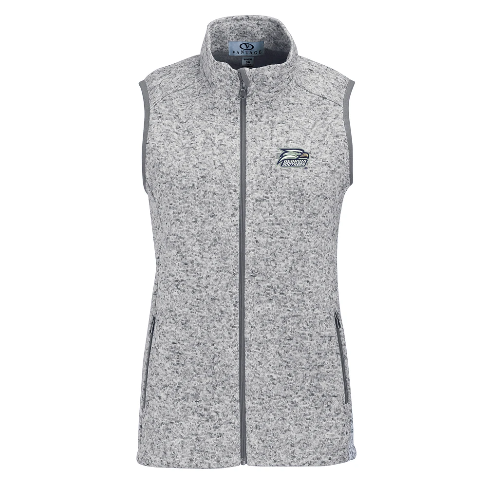 Women's Heather Gray Georgia Southern Eagles Summit Fleece Full Zip Sweater Vest