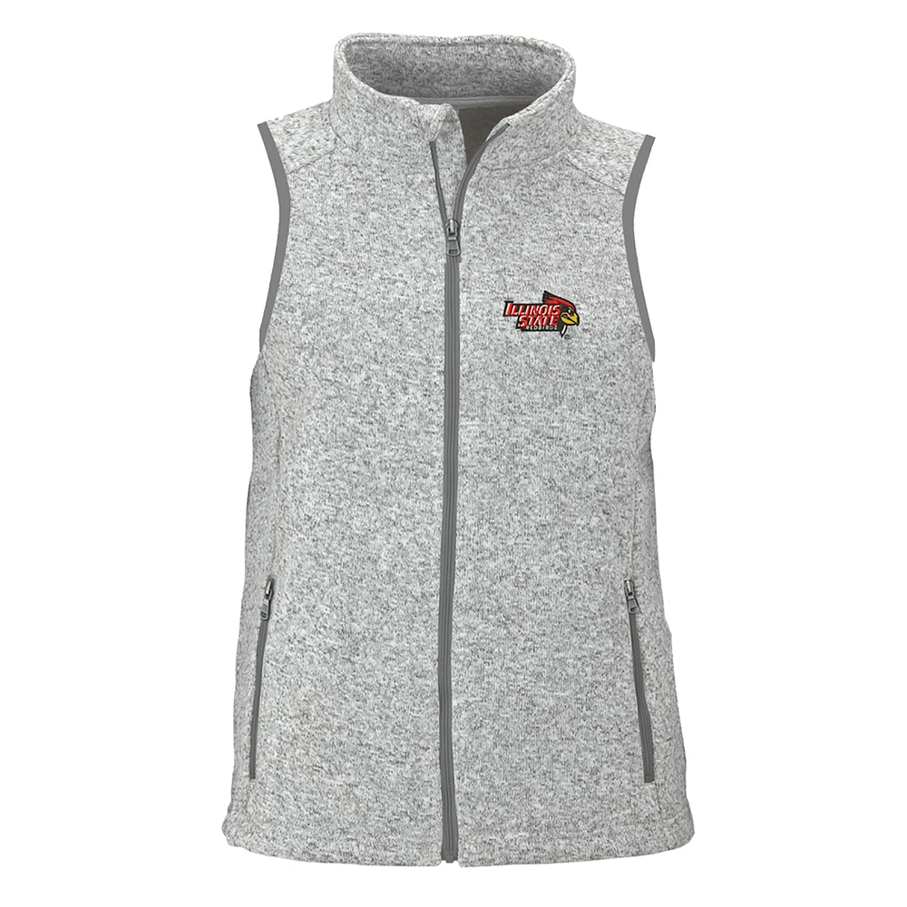 Women's Heather Gray Illinois State Redbirds Summit Fleece Full Zip Sweater Vest
