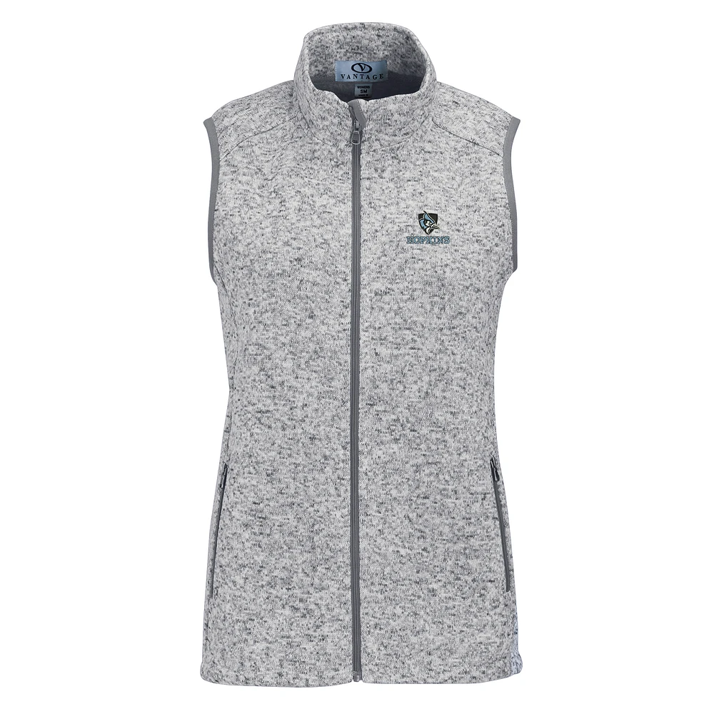 Women's Heather Gray Johns Hopkins Blue Jays Summit Fleece Full Zip Sweater Vest