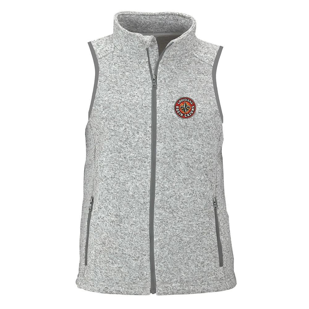 Women's Heather Gray Louisiana Ragin' Cajuns Summit Fleece Full Zip Sweater Vest