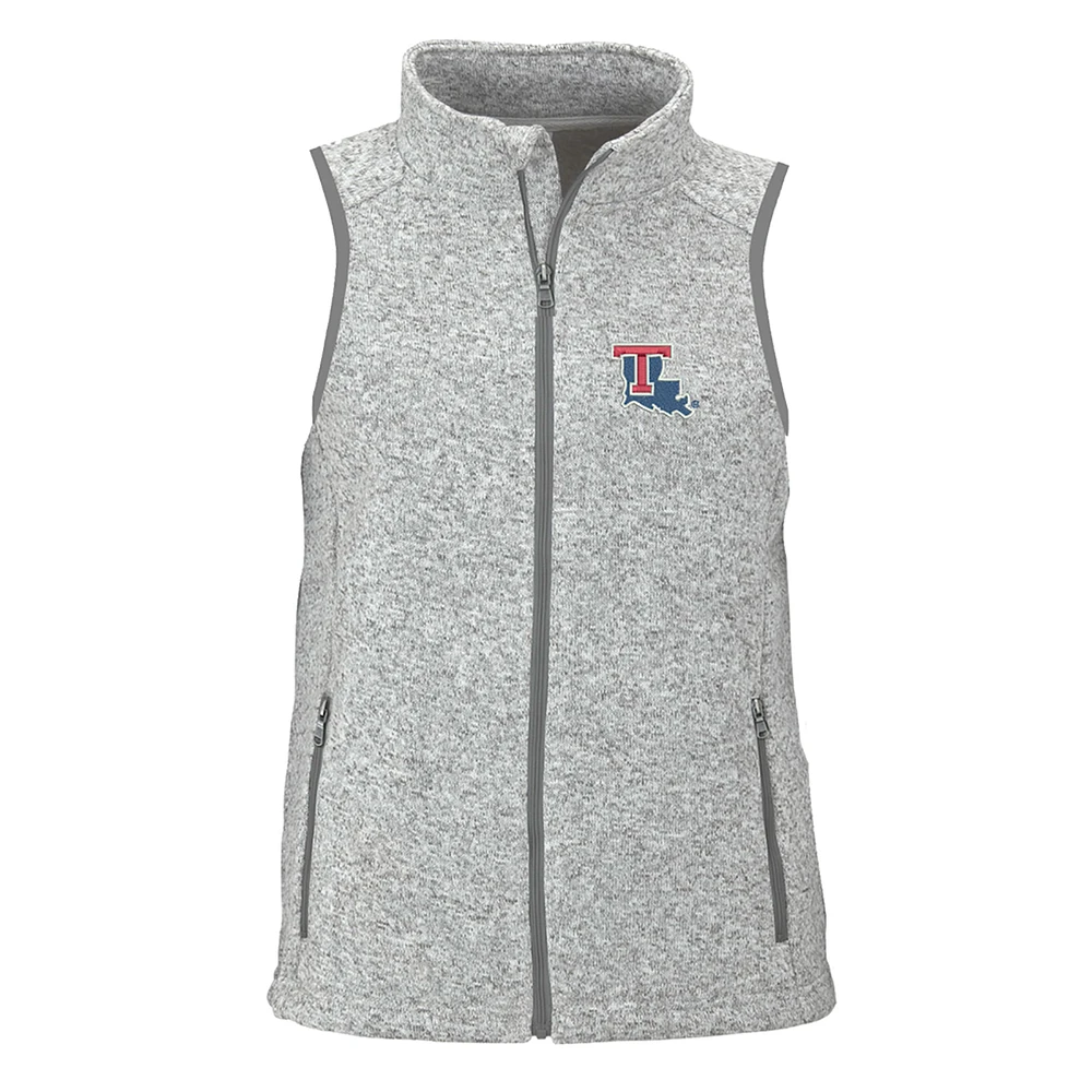 Women's Heather Gray Louisiana Tech Bulldogs Summit Fleece Full Zip Sweater Vest