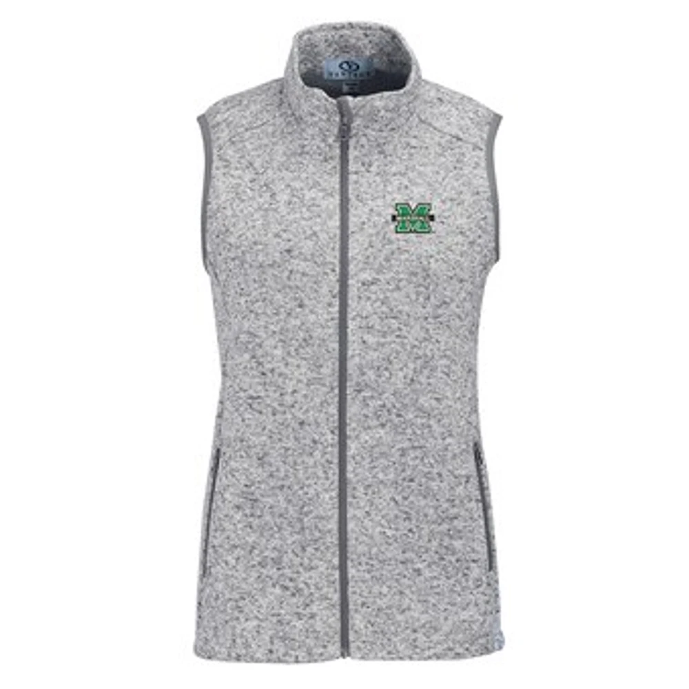 Women's Heather Gray Marshall Thundering Herd Summit Fleece Full Zip Sweater Vest