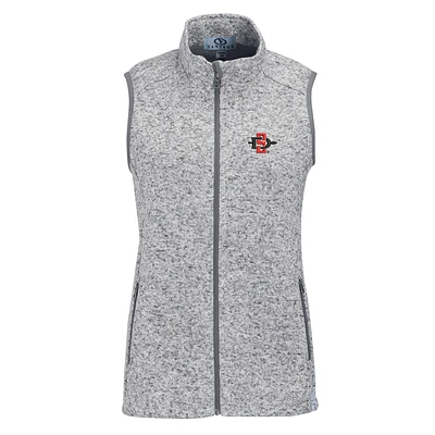 Women's Heather Gray San Diego State Aztecs Summit Fleece Full Zip Sweater Vest
