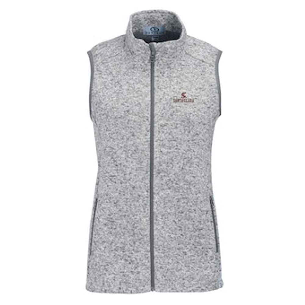 Women's Heather Gray Santa Clara Broncos Summit Fleece Full Zip Sweater Vest