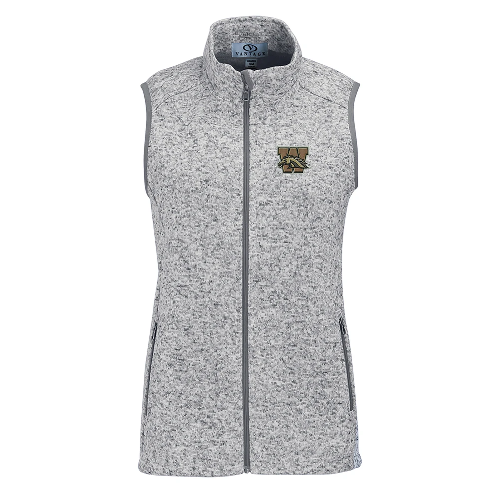 Women's Heather Gray Western Michigan Broncos Summit Fleece Full Zip Sweater Vest