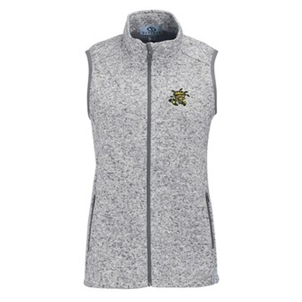 Women's Heather Gray Wichita State Shockers Summit Fleece Full Zip Sweater Vest