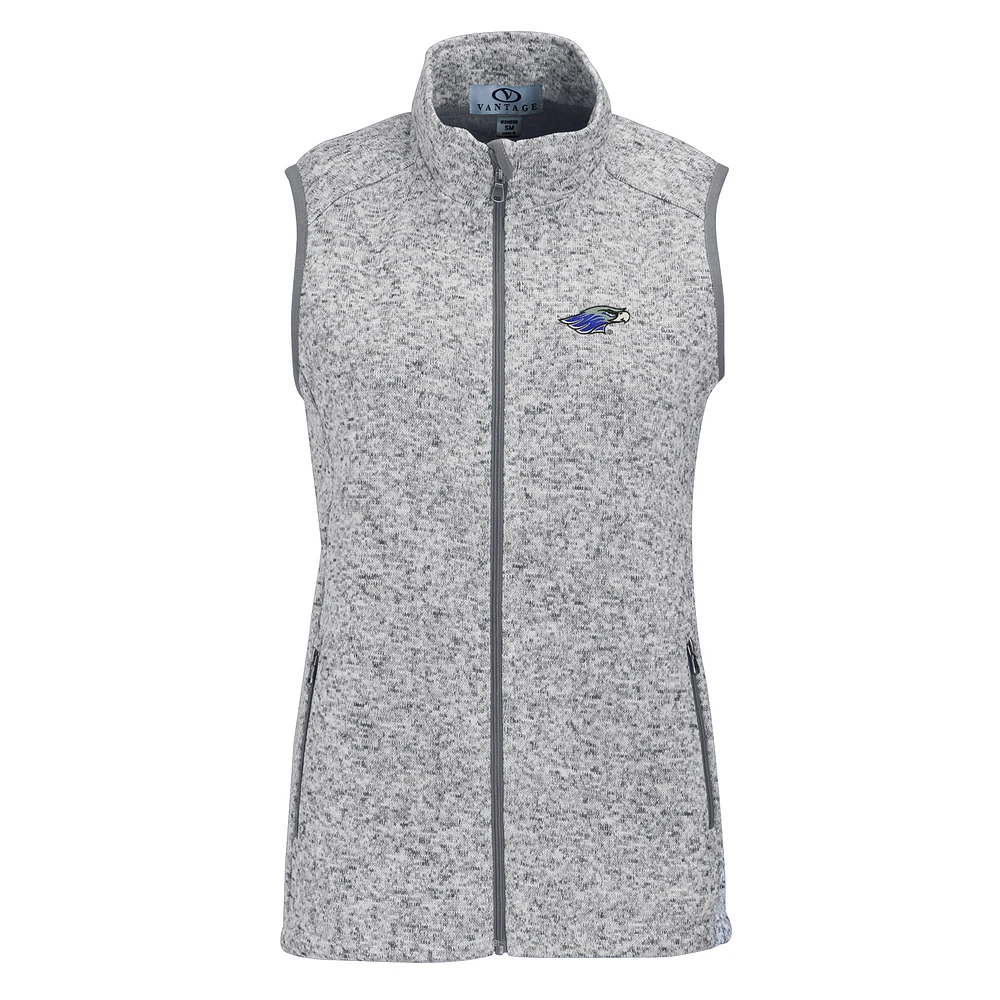 Women's Heather Gray Wisconsin-Whitewater Warhawks Summit Fleece Full Zip Sweater Vest