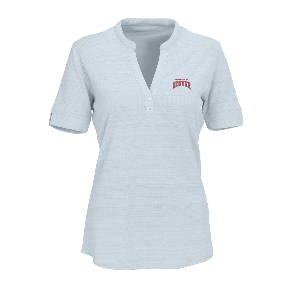 Women's Silver Denver Pioneers Strata Textured Henley Shirt