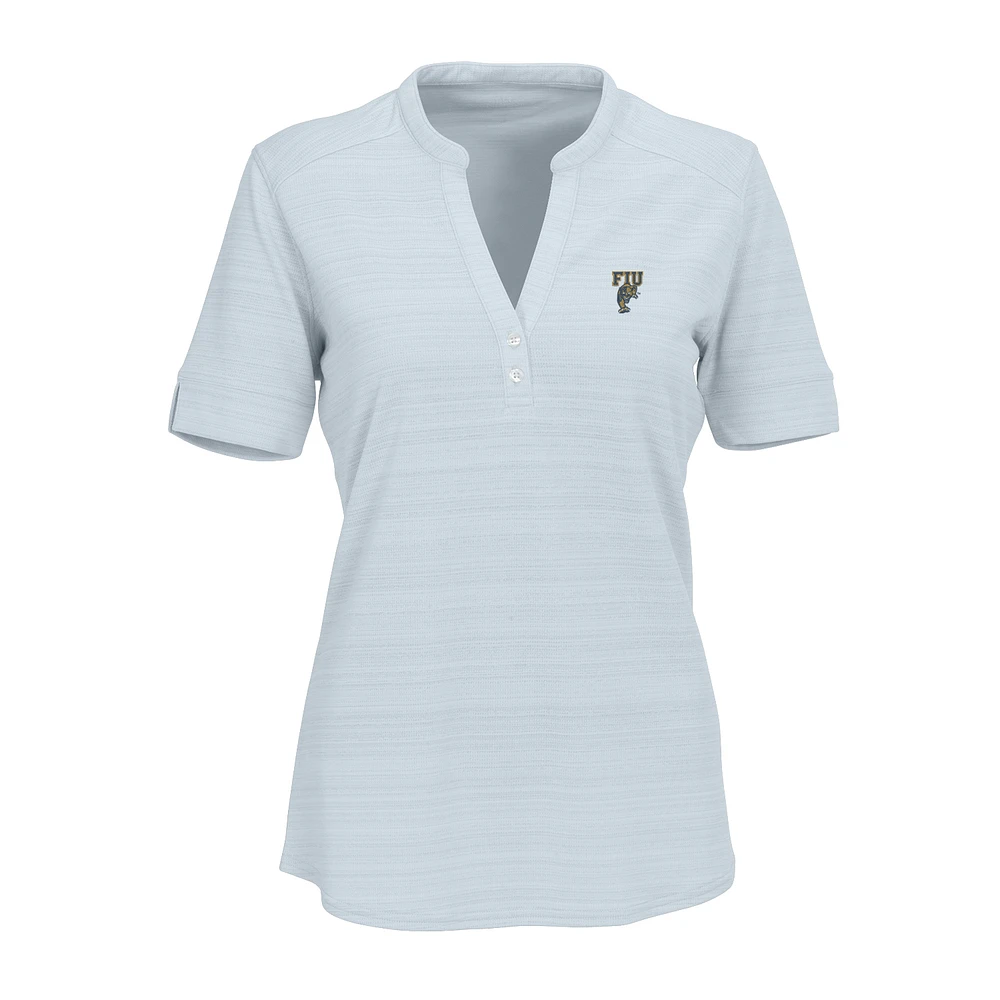 Women's Silver FIU Panthers Strata Textured Henley Shirt