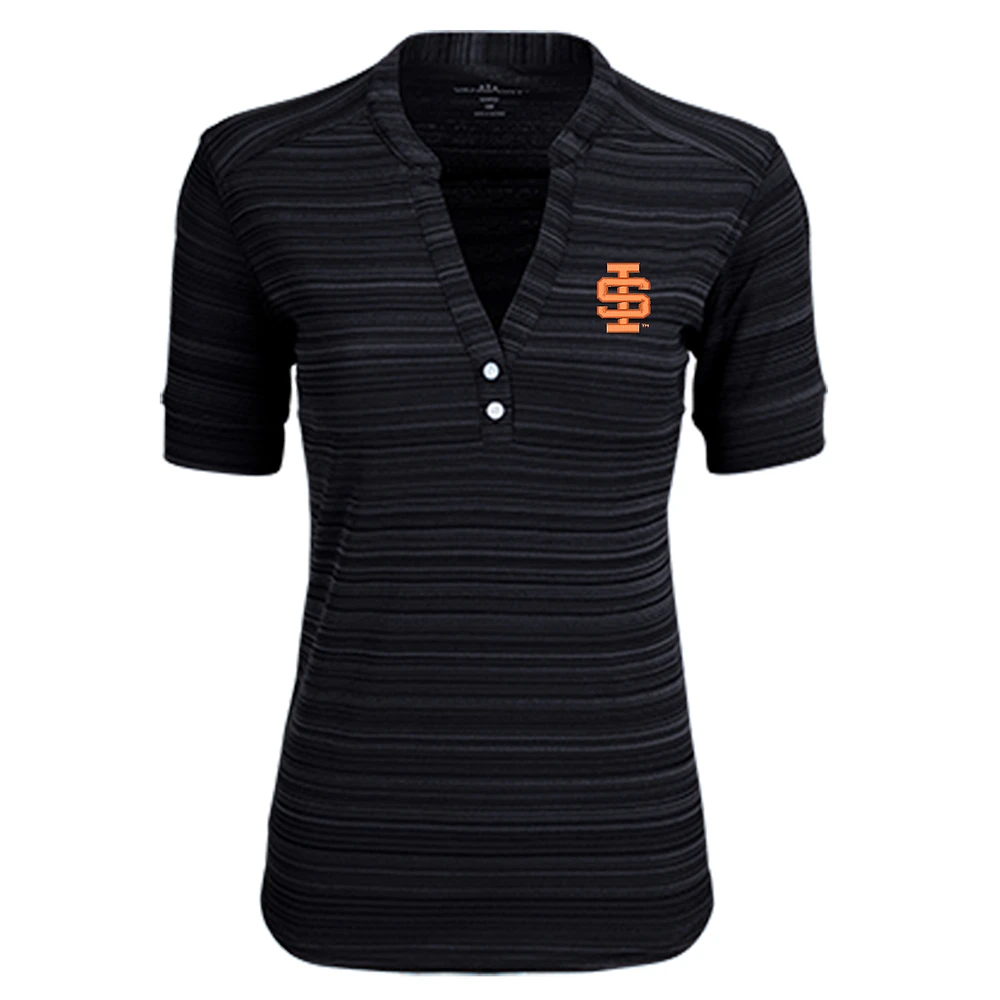 Women's Black Idaho State Bengals Strata Textured Henley Shirt