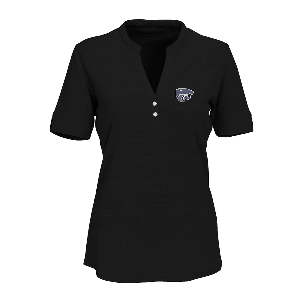 Women's Black Kansas State Wildcats Strata Textured Henley Shirt