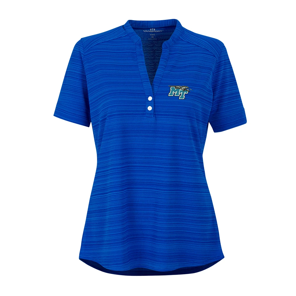 Women's Royal MTSU Blue Raiders Strata Textured Henley Shirt