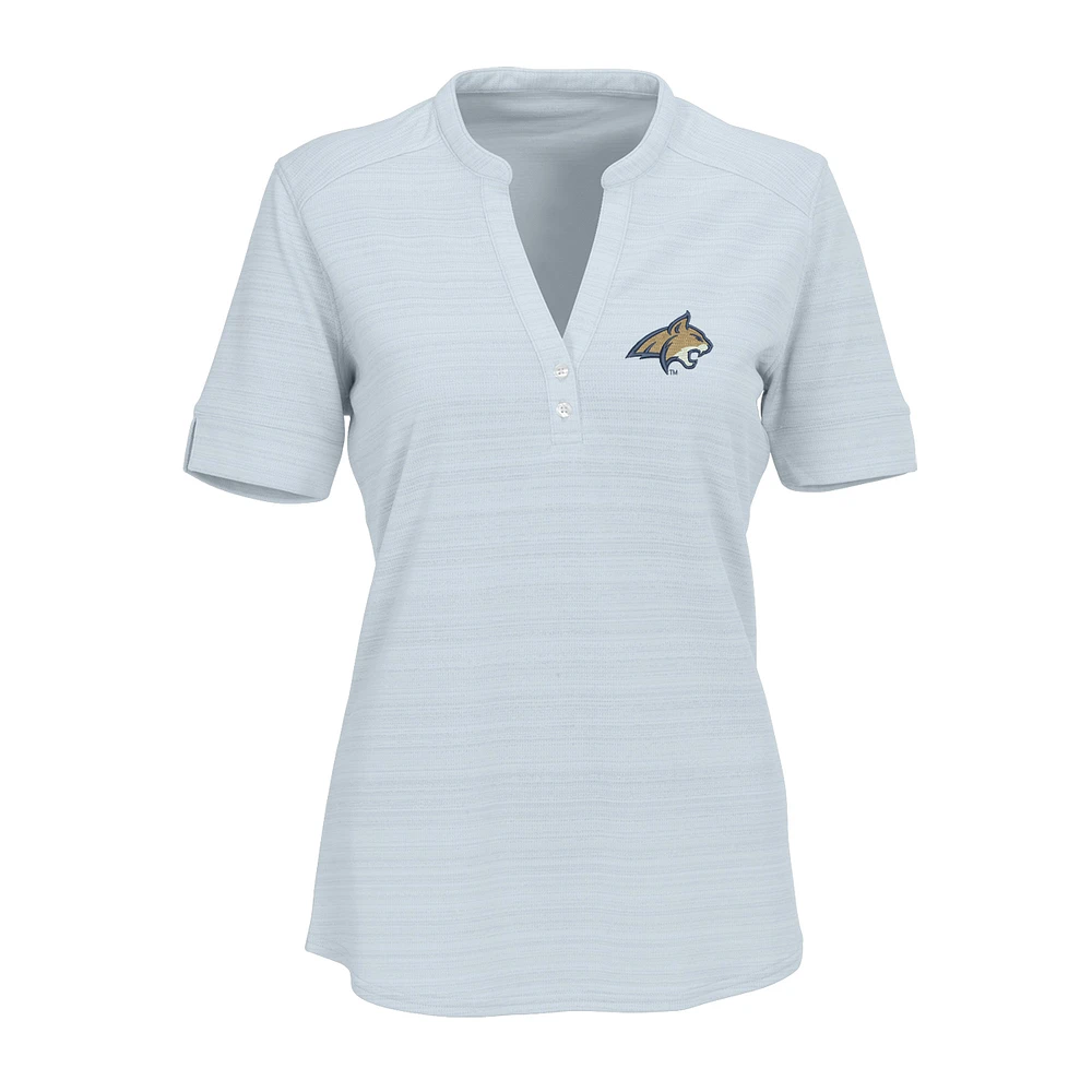 Women's Silver Montana State Bobcats Strata Textured Henley Shirt