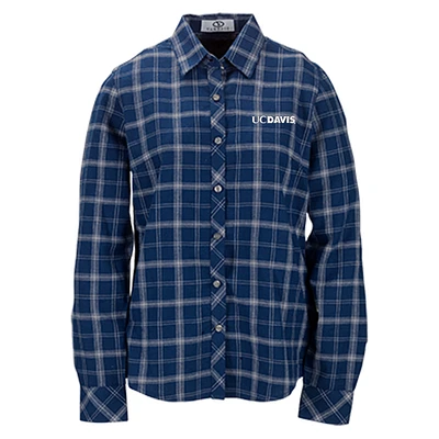 Women's Navy UC Davis Aggies Brewer Flannel Button-Down Long Sleeve Shirt