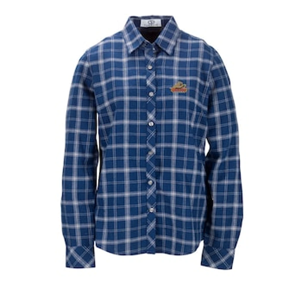 Women's Navy Morgan State Bears Brewer Flannel Button-Down Long Sleeve Shirt