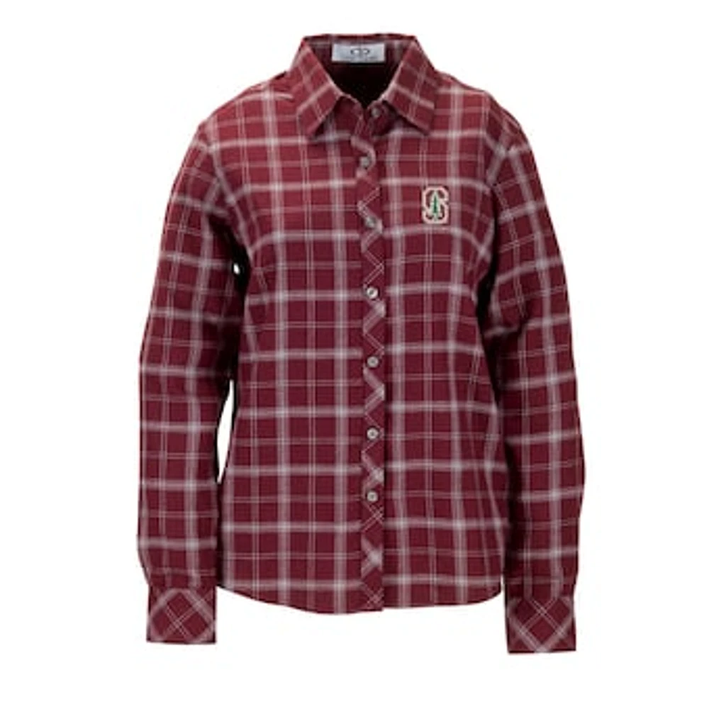 Women's Cardinal Stanford Brewer Flannel Button-Down Long Sleeve Shirt