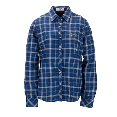 Women's Navy Toledo Rockets Brewer Flannel Button-Down Long Sleeve Shirt