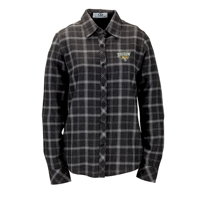 Women's Charcoal Towson Tigers Brewer Flannel Button-Down Long Sleeve Shirt