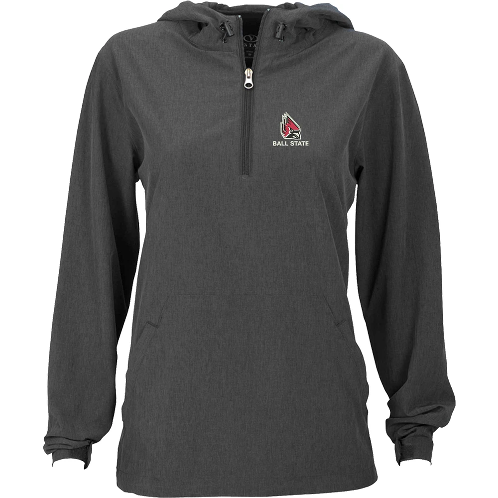 Women's Charcoal Ball State Cardinals Pullover Stretch Anorak Jacket