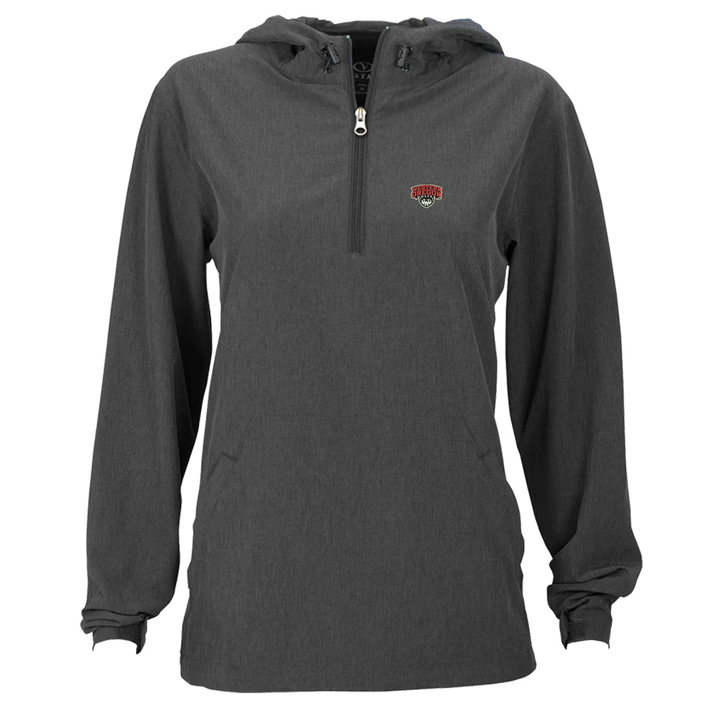 Women's Charcoal Western Oregon Wolves Pullover Stretch Anorak Jacket