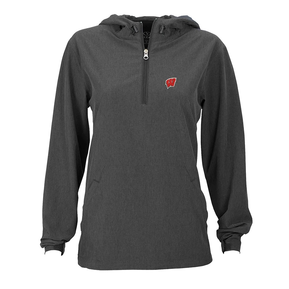 Women's Charcoal Wisconsin Badgers Pullover Stretch Anorak Jacket