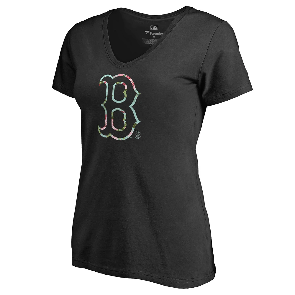 Women's Black Boston Red Sox Lovely V-Neck T-Shirt