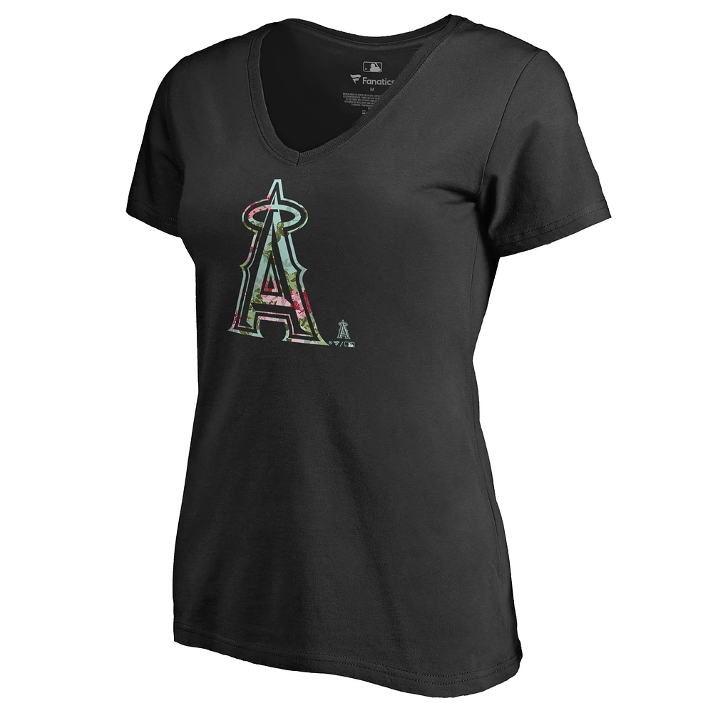 Women's Black Los Angeles Angels Lovely V-Neck T-Shirt