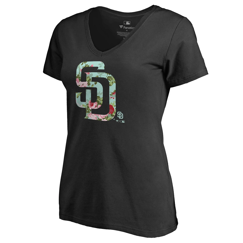 Women's Black San Diego Padres Lovely V-Neck T-Shirt
