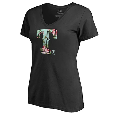 Women's Black Texas Rangers Lovely V-Neck T-Shirt