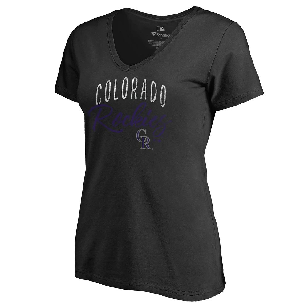 Women's Black Colorado Rockies Graceful V-Neck T-Shirt