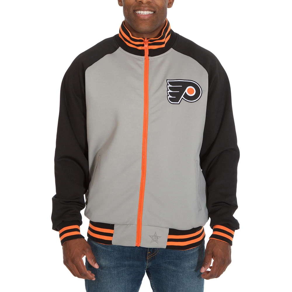 Men's JH Design Gray Philadelphia Flyers Reversible Polyester Track Full Zip Jacket