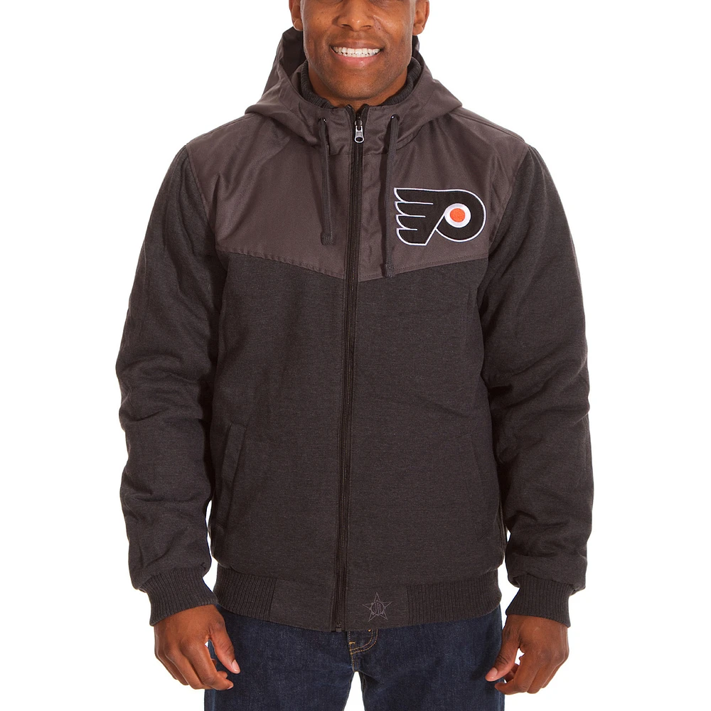 Men's JH Design Charcoal Philadelphia Flyers Reversible Polyester & Fleece Full Zip Jacket