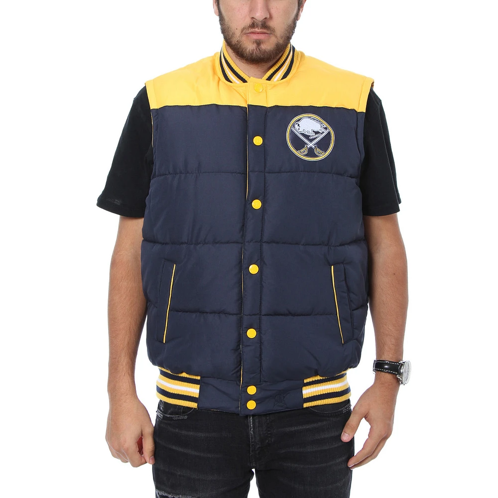 Men's JH Design Navy Buffalo Sabres Reversible Nylon Puffer Vest